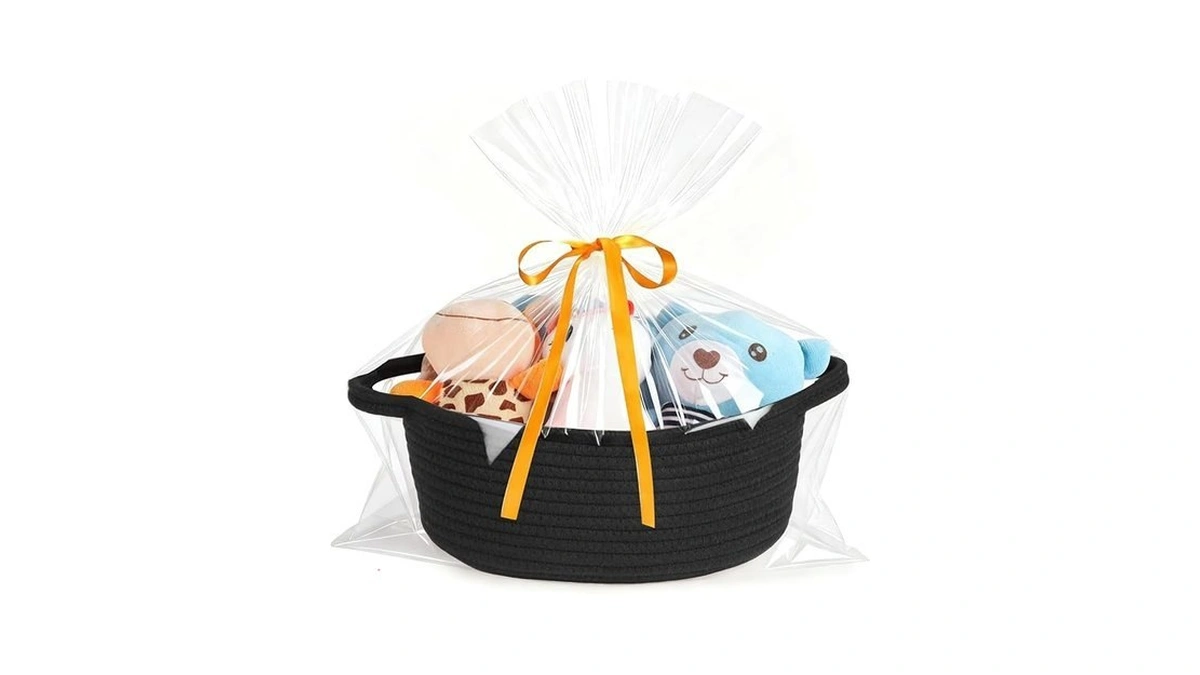 Hobasket Small Woven Basket With Gift Bags And Ribbons,cotton Rope