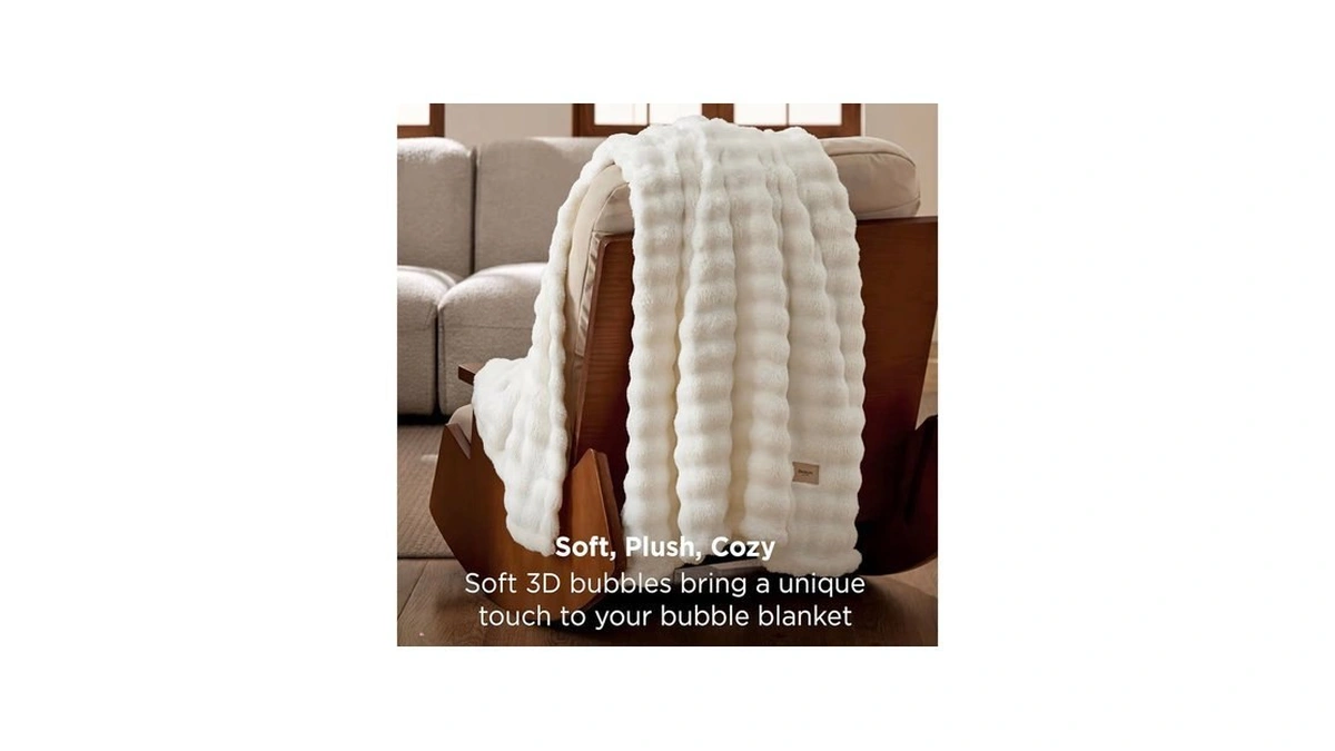 Bedsure 3d Fleece Bubble Blanket For Couch - Gentlesoft Cute