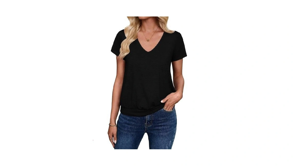 Sialois Short Sleeve Shirts For Women Outfits Teachers V Neck