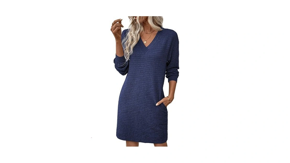 Evaless Womens Spring Fashion Dress Trendy V Neck Long Sleeve