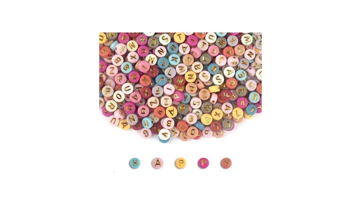 Sutoug 1010pcs Colourful Letter Beads For Threading, 4 X 7
