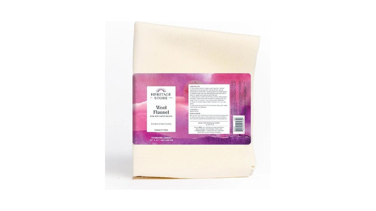 Heritage Store Wool Flannel For Castor Oil Pack Wrap -