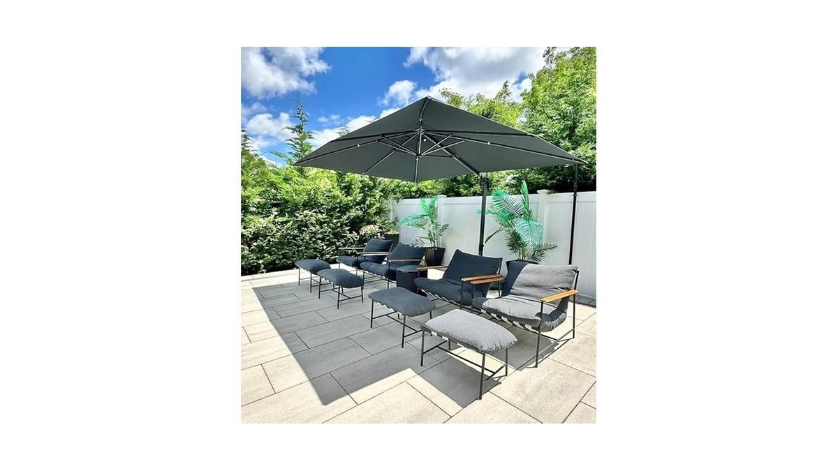 Purple Leaf 9' X 11.5' Patio Umbrella Outdoor Cantilever Rectangle