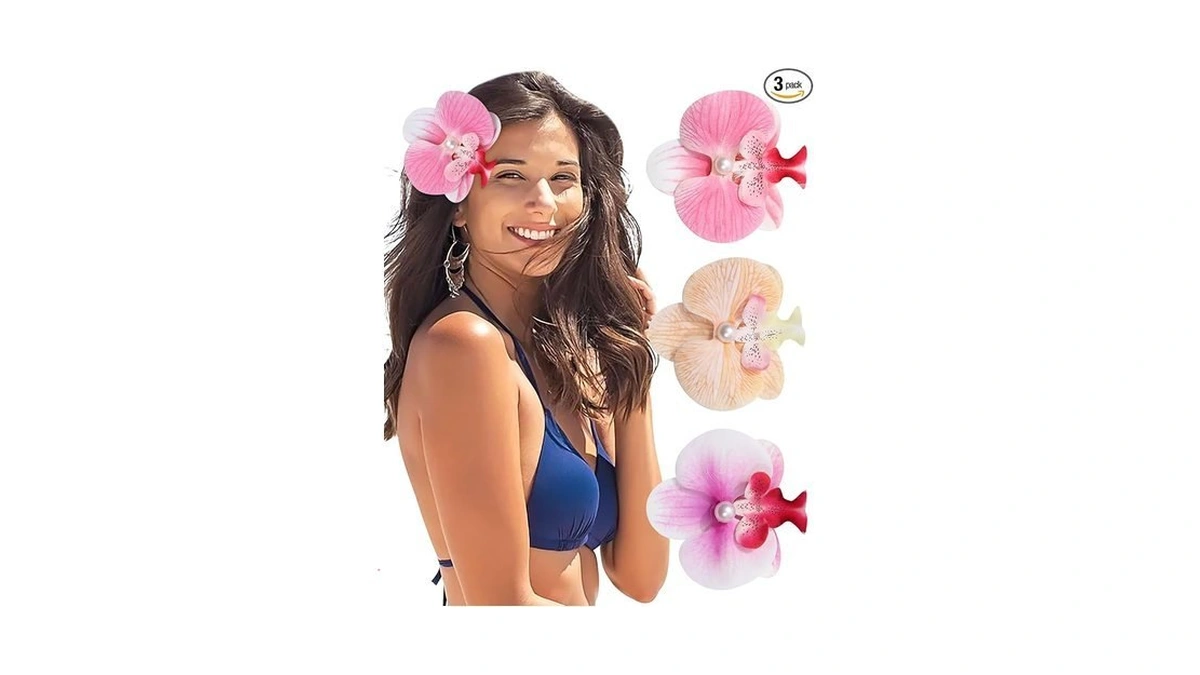 3pcs Hawaiian Flower Hair Clip For Women Butterfly Orchid Hair