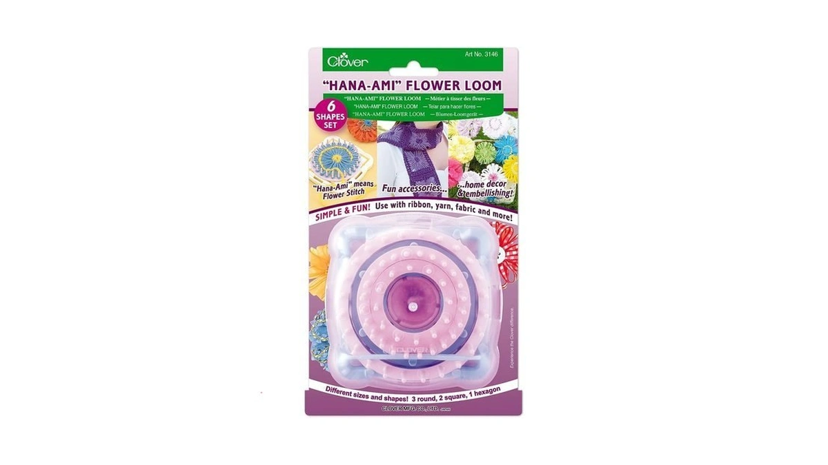 Clover "hana-ami" Flower Loom 6 Shape Set, Pink/blue (3146)