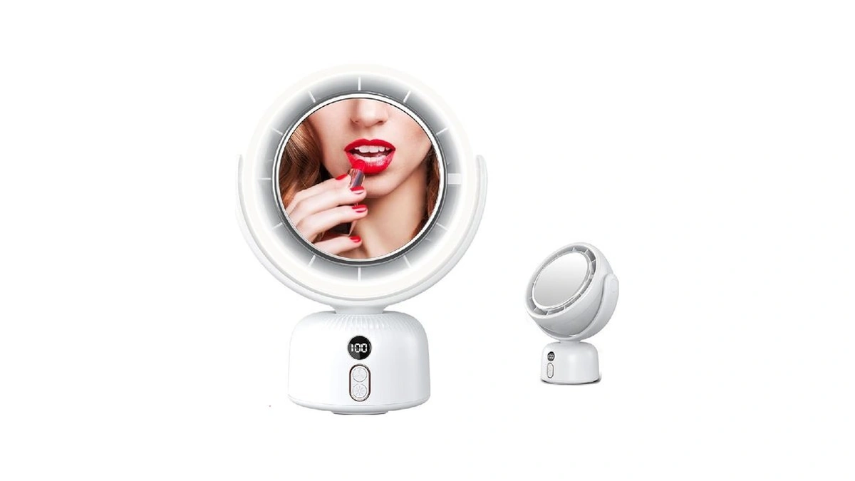 Sunytee 6000mah Rechargeable Table Fan, Portable Fan With Led Makeup