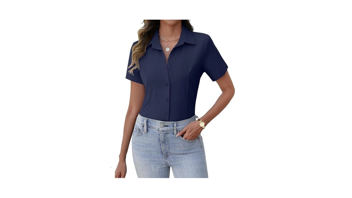 Zeagoo Classic Fit Collared Shirts For Women Solid Tailored Super