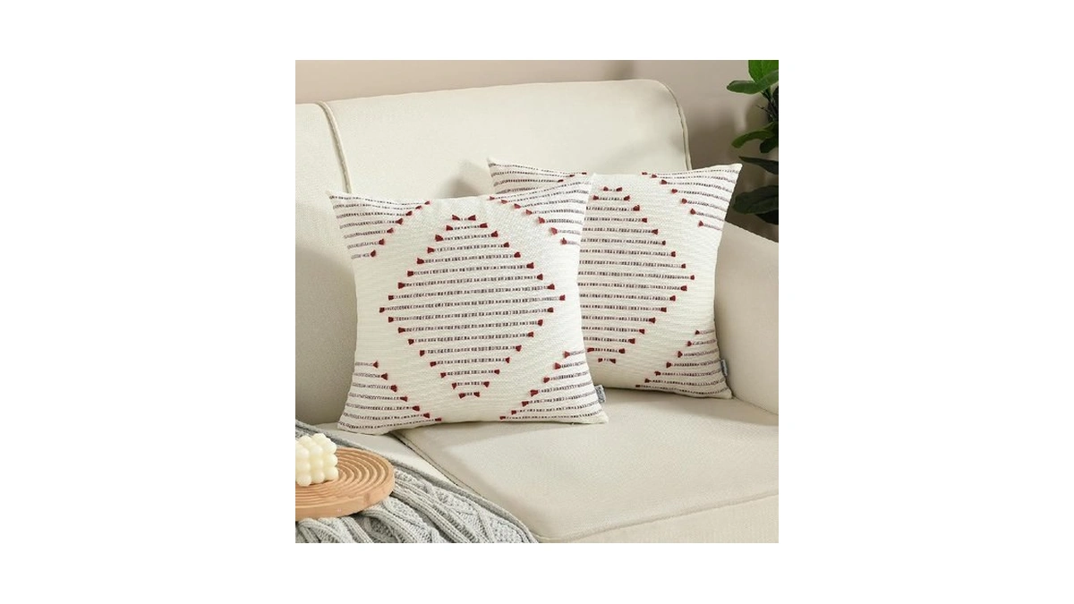 Boho Throw Pillow Covers 18x18 Set Of 2 Farmhouse Decorative