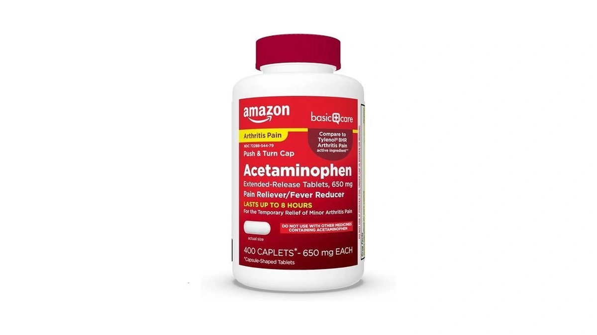 Amazon Basic Care Acetaminophen Extended-release Tablets, 650 Mg, Pain Reliever,