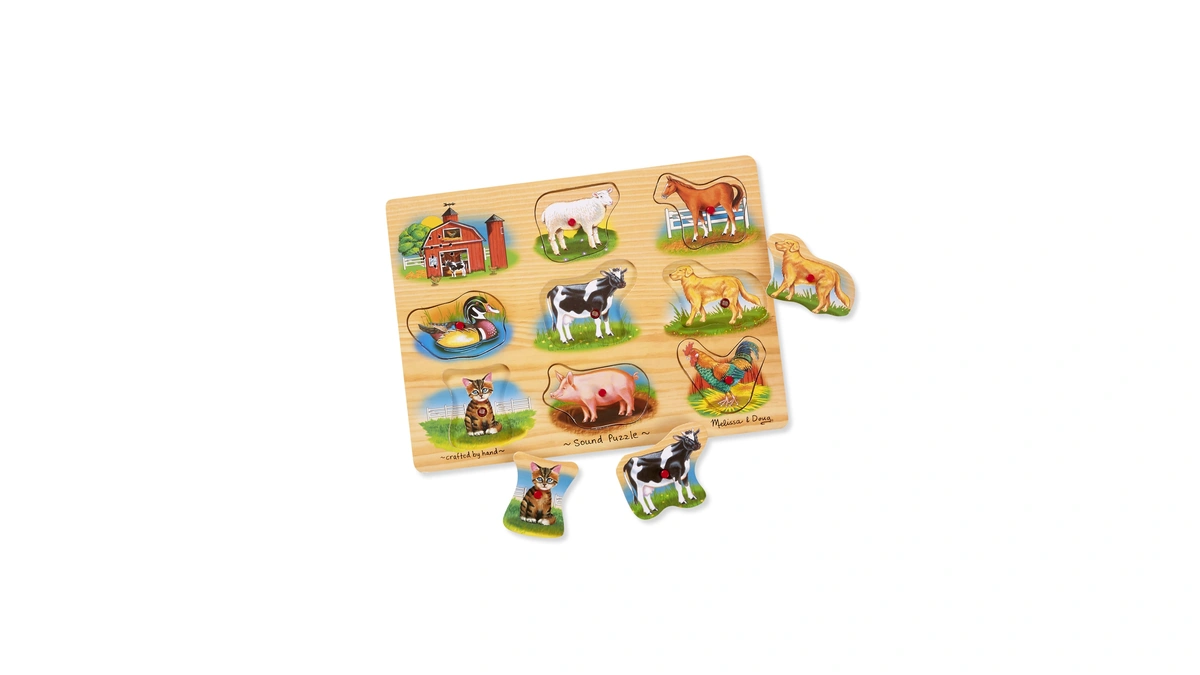 Melissa & Doug Farm Sound Puzzle - Wooden Peg Puzzle