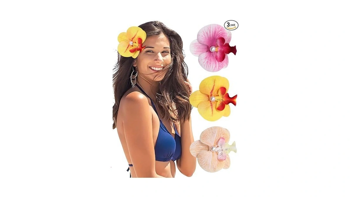 3pcs Hawaiian Flower Hair Clip For Women Butterfly Orchid Hair