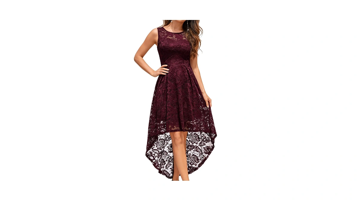 Muadress Floral Lace Wedding Guest Dress Vintagetank Strap Hi-lo Cocktail