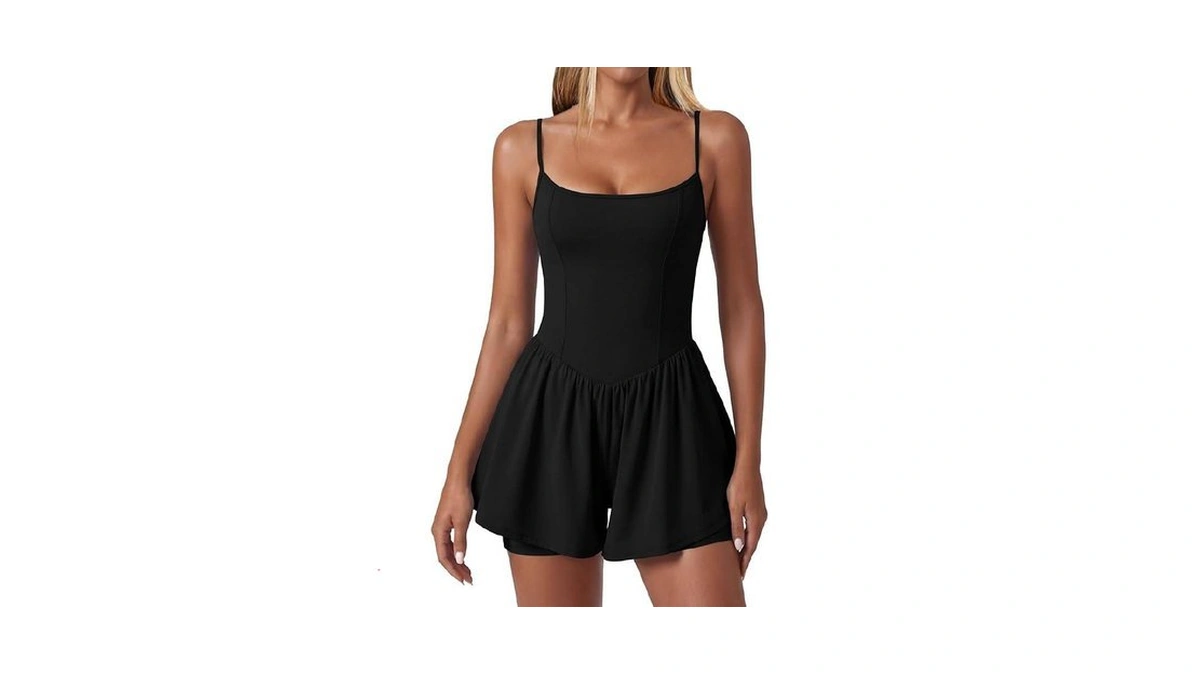 Ekouaer Womens Summer Sleeveless Workout Rompers Athletic Jumpsuit Double Lined