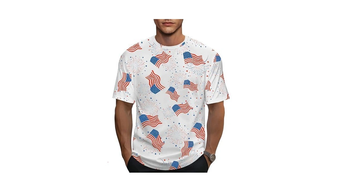 Ithalt Men's American Flag Shirt 4th Of July T-shirt Usa