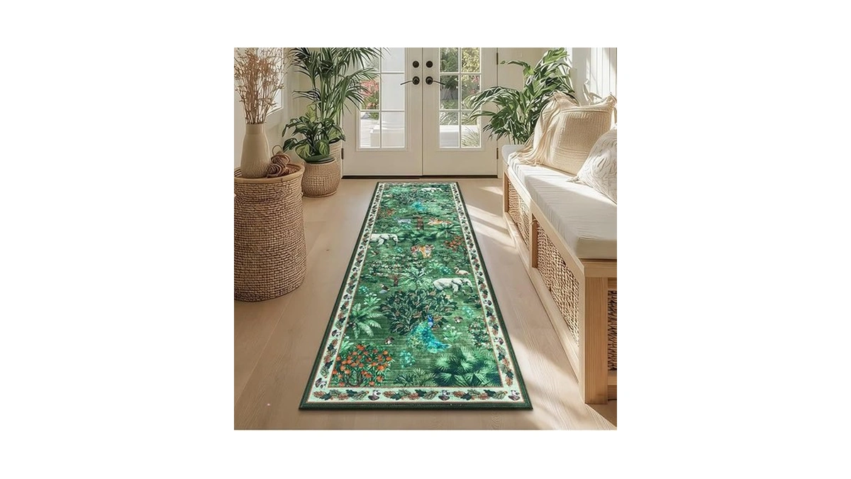 Yamaziot Hallway Runner Rug 2x6 – Jungle Animal Print Linen