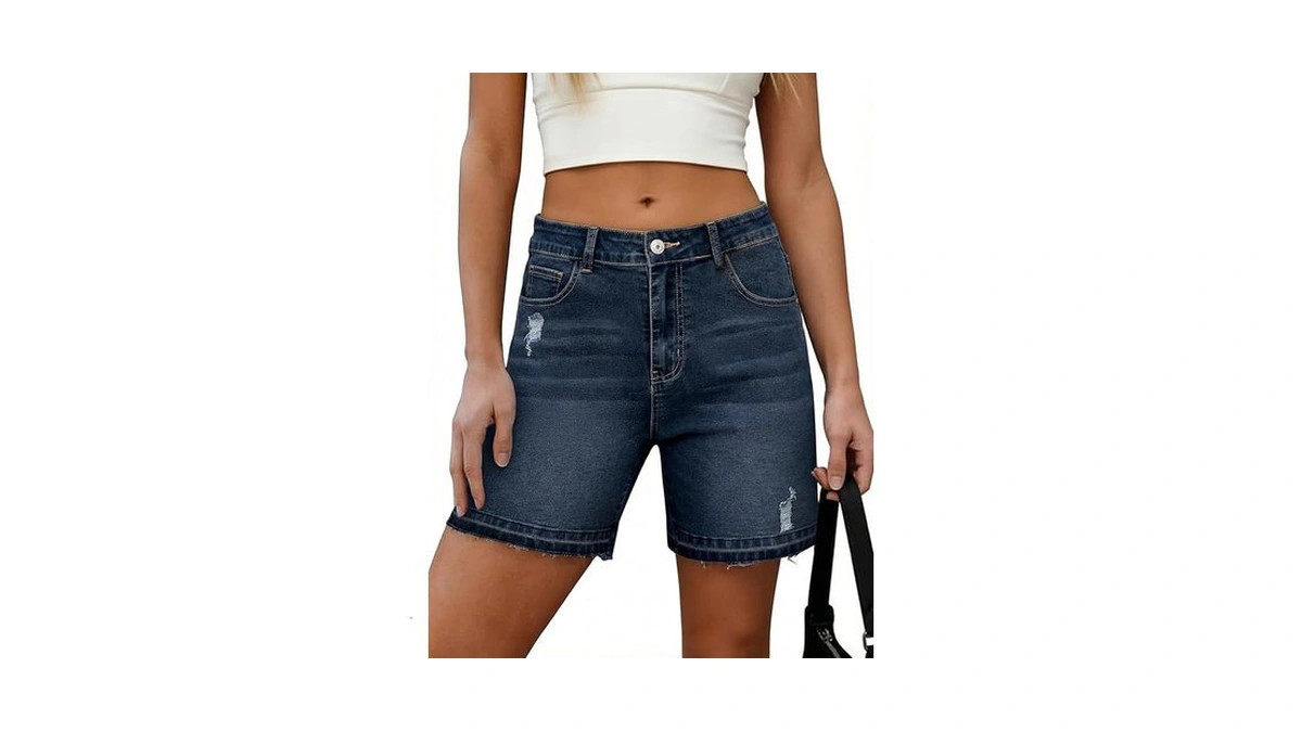 Eddoyee Jean Shorts For Women High Waisted Stretchy Denim Shorts