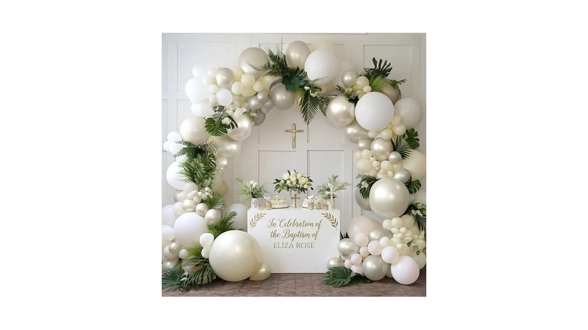 White Balloon Arch Kit Double Stuffed Ivory Beige Balloon Garland
