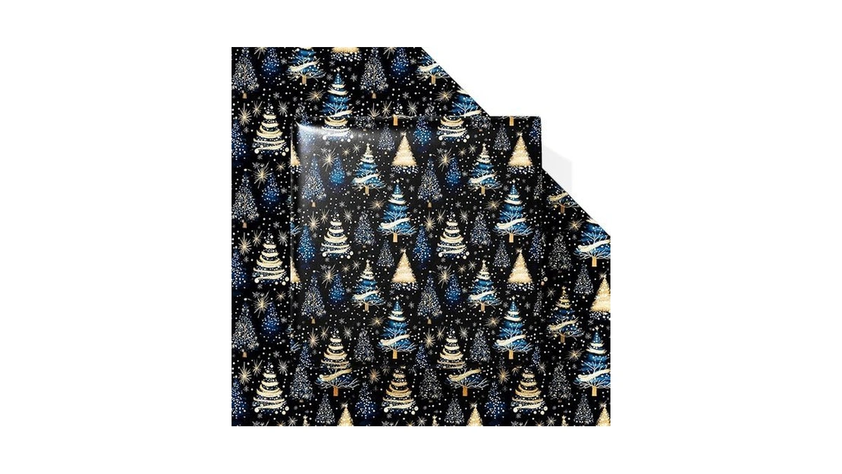 Vnaaem Christmas Tree Wrapping Paper For Kids Adults - Blue