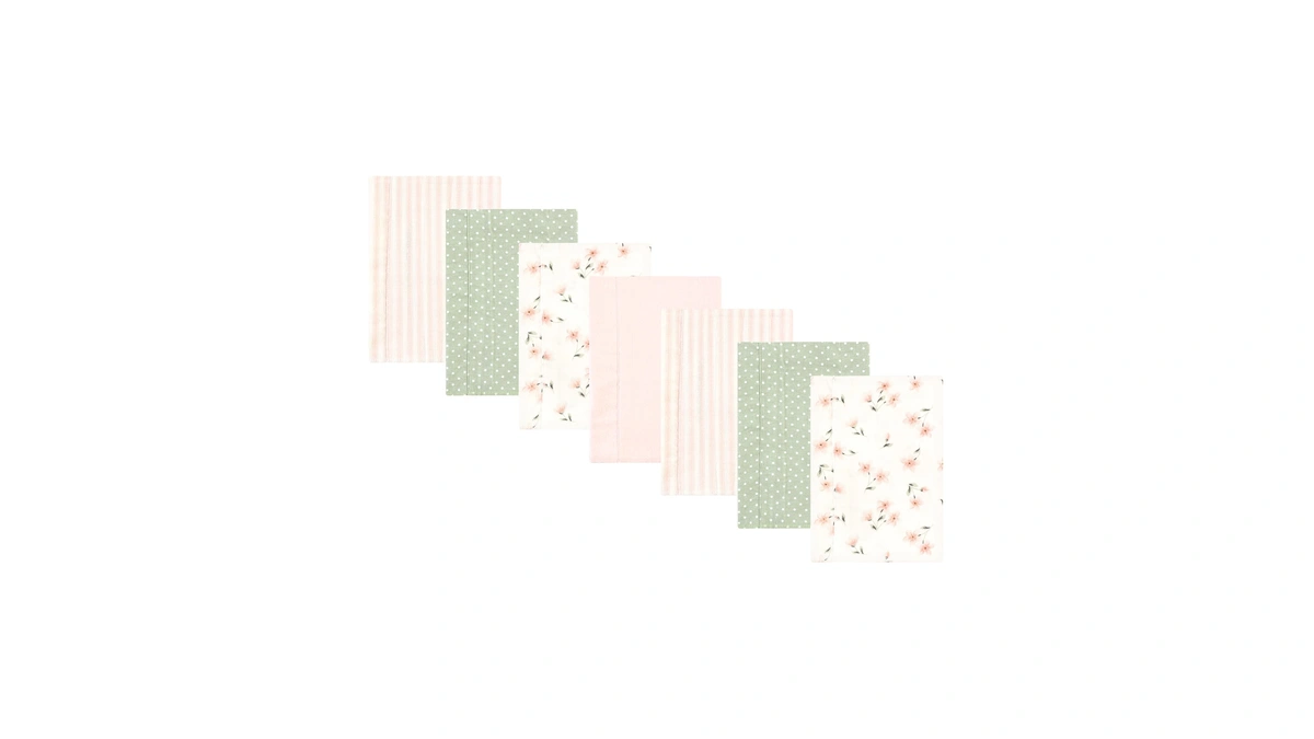 Hudson Baby Unisex Baby Cotton Flannel Burp Cloths, Pink Dainty