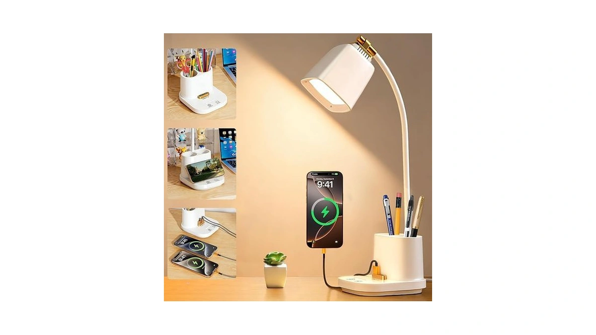 Led Desk Lamps For Home Office With Charger, Organizer, Desk
