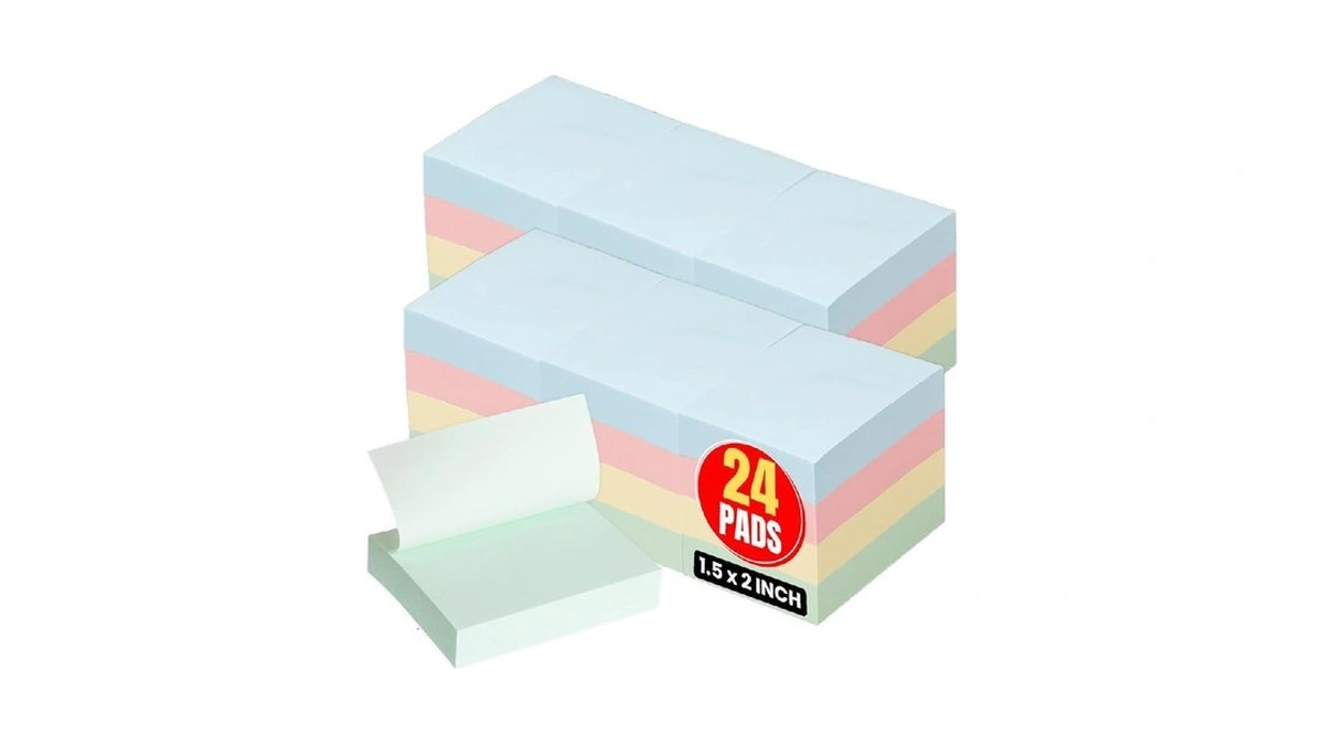 1intheoffice Small Sticky Notes 1.5 X 2, Pastel Sticky Notes,