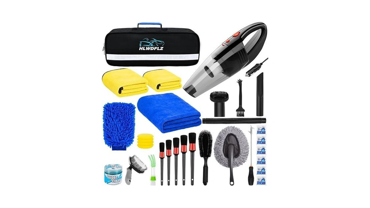 Hlwdflz 30pcs Car Wash Cleaning Kit - High Power Portable