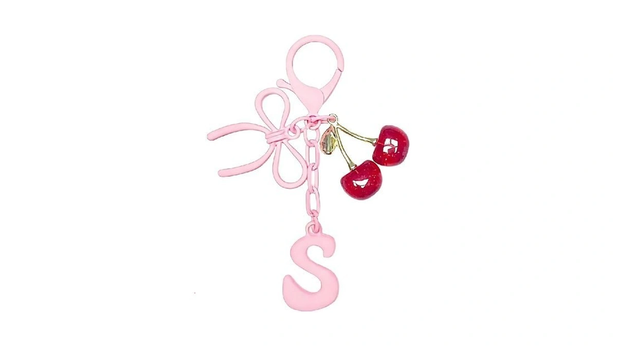 Stomkire Pink Bubble Initial Keychain Letter S With Bow And