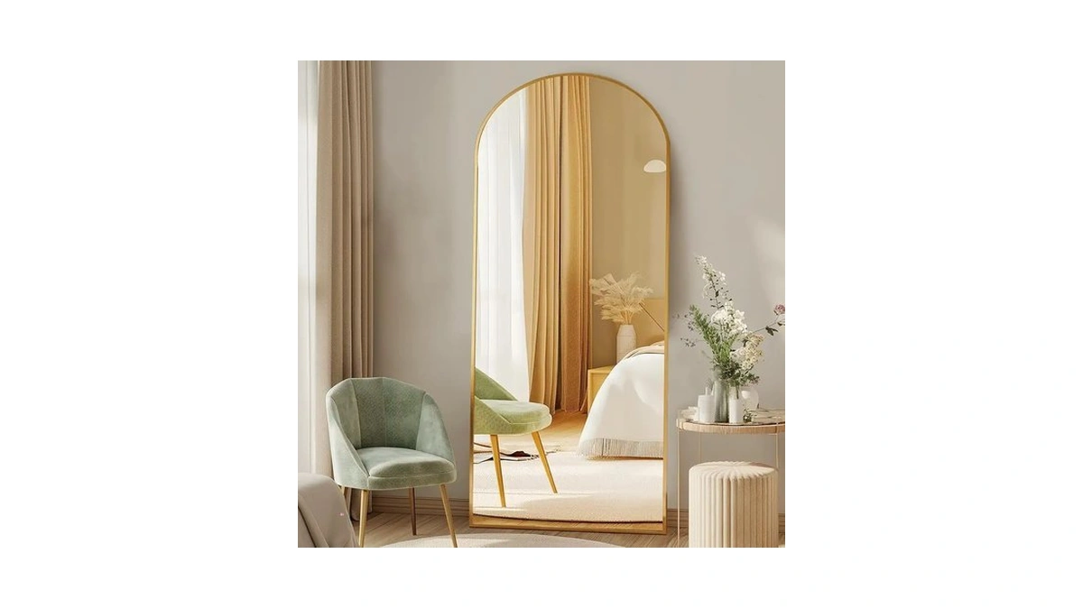Dumos 64"x21" Arched Full Length Floor Mirror, Full Body Mirror