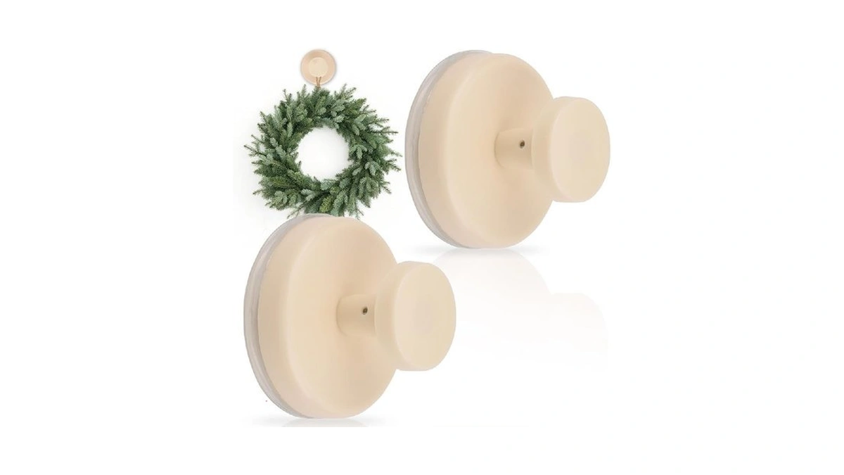 Suction Cup Wreath Hanger, Upgraded Reef Hooks For Front Door,