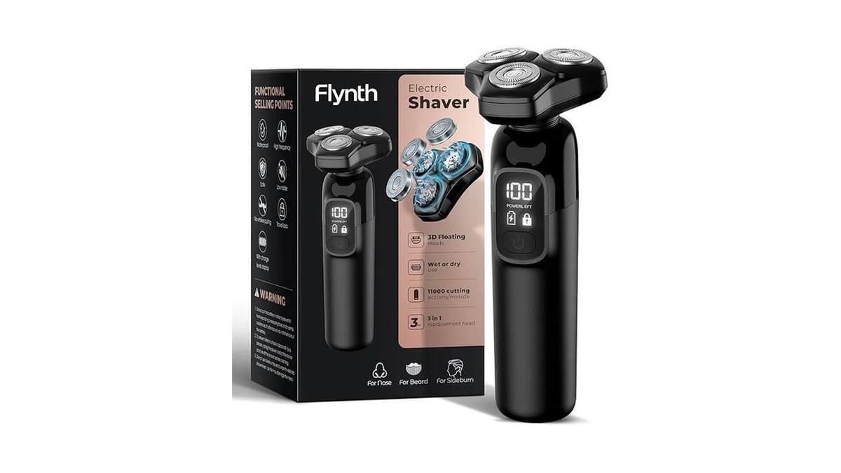 Electric Razor For Men Flynth 3-in-1 Cordless Shaver 3-blade Rotary