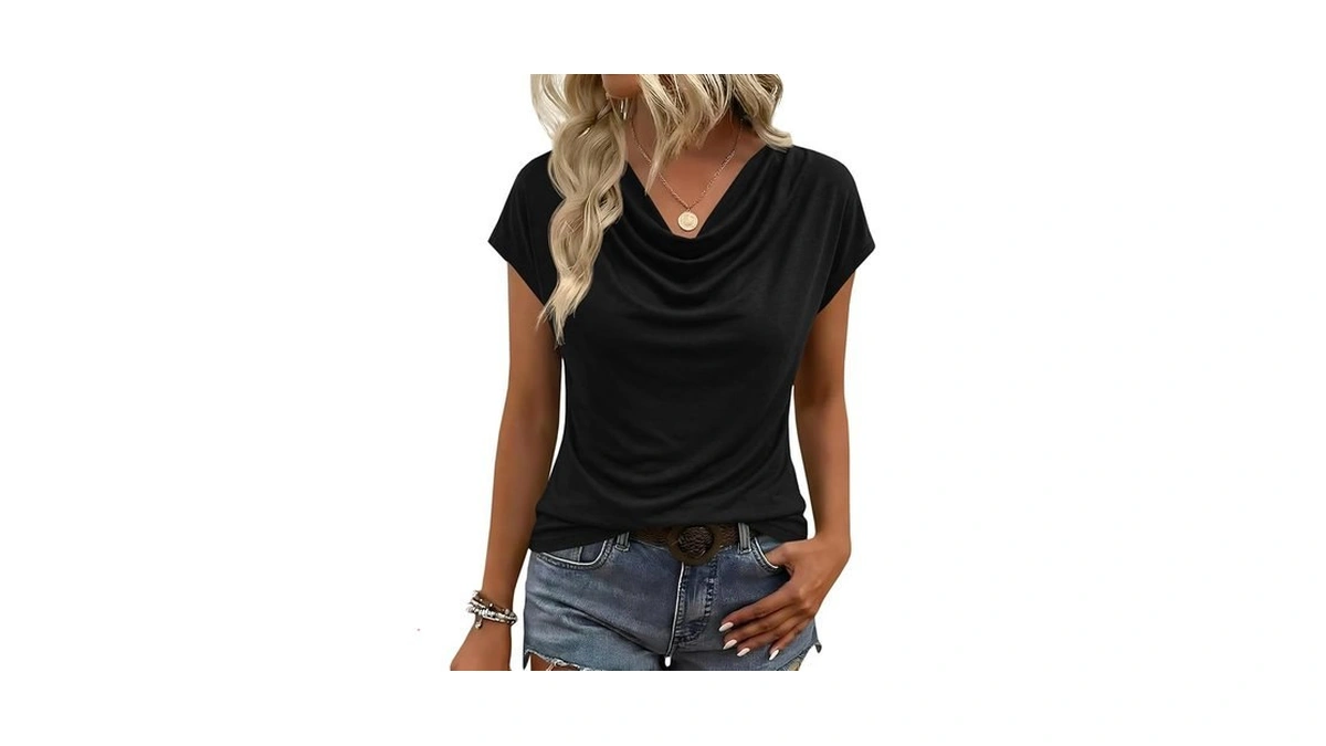 Fisoew Womens Business Casual Dressy Cowl Neck Tops 2026 Summer