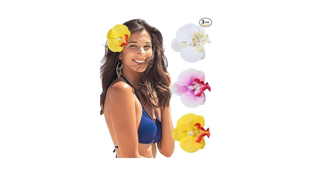 3pcs Hawaiian Flower Hair Clip For Women Butterfly Orchid Hair