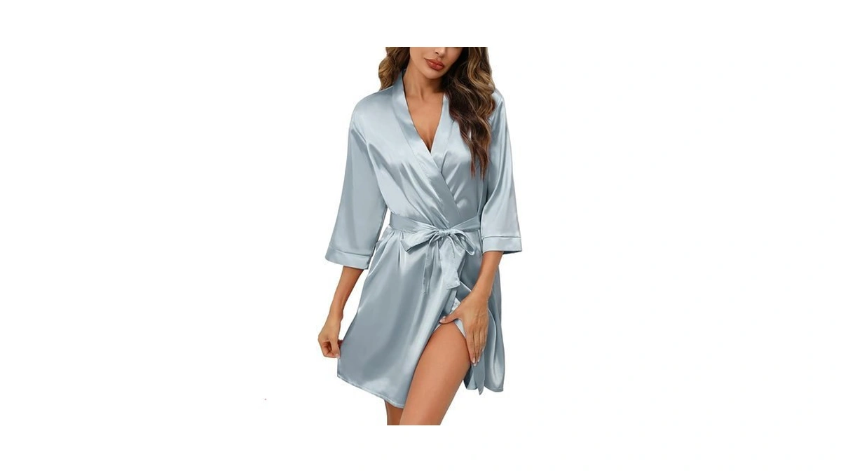 Samring Womens Robes Lightweight Satin Kimono Robe Wedding Bridesmaids Bridal