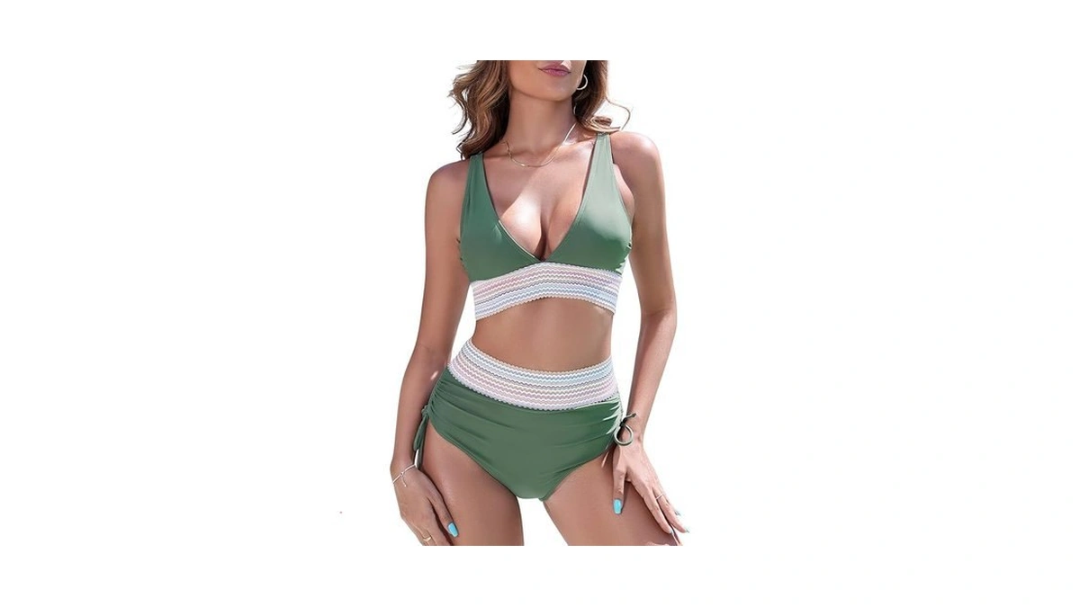 Women High Waisted Bikini Sets 2 Piece Tummy Control Swimsuit