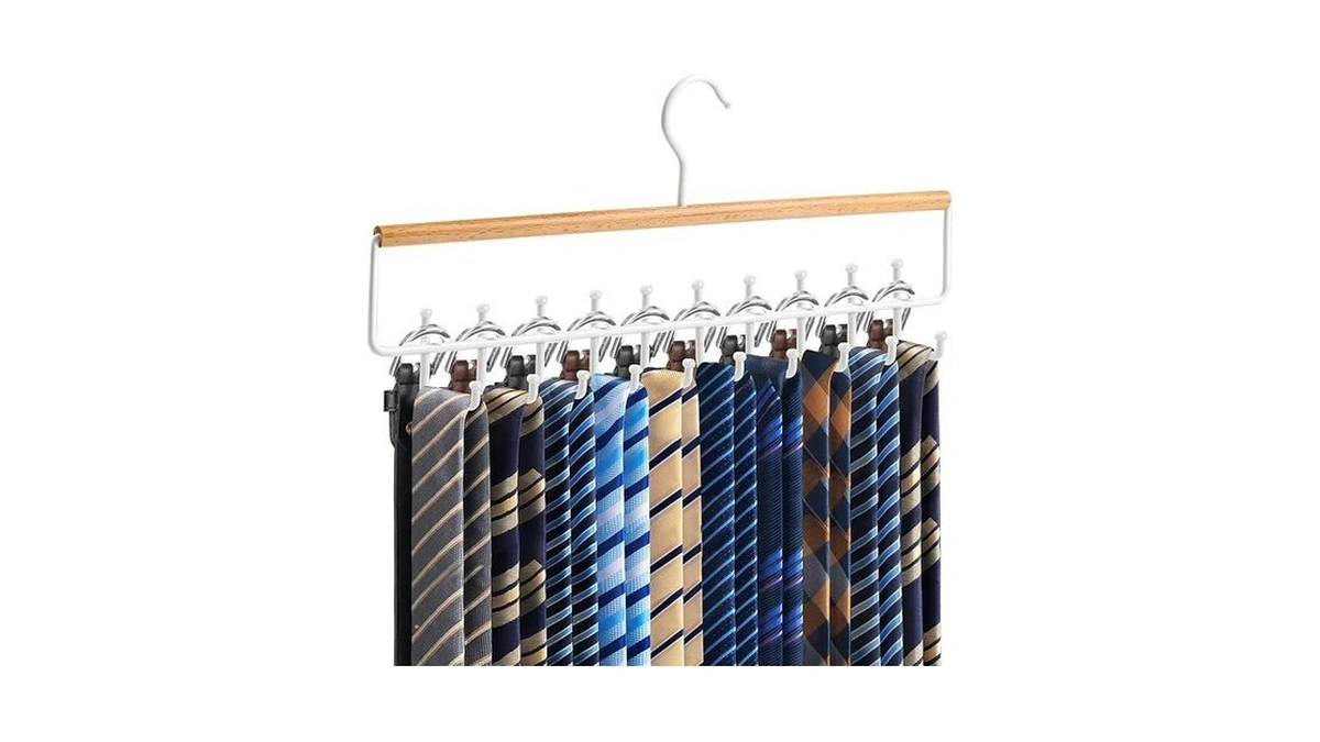 Tie Rack Hanger For Closet Upgraded 2-in-1 Tie And Belt