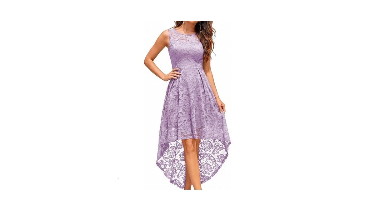 Muadress Wedding Guest Dress Floral Lace Hi-lo Plus Size Cocktail