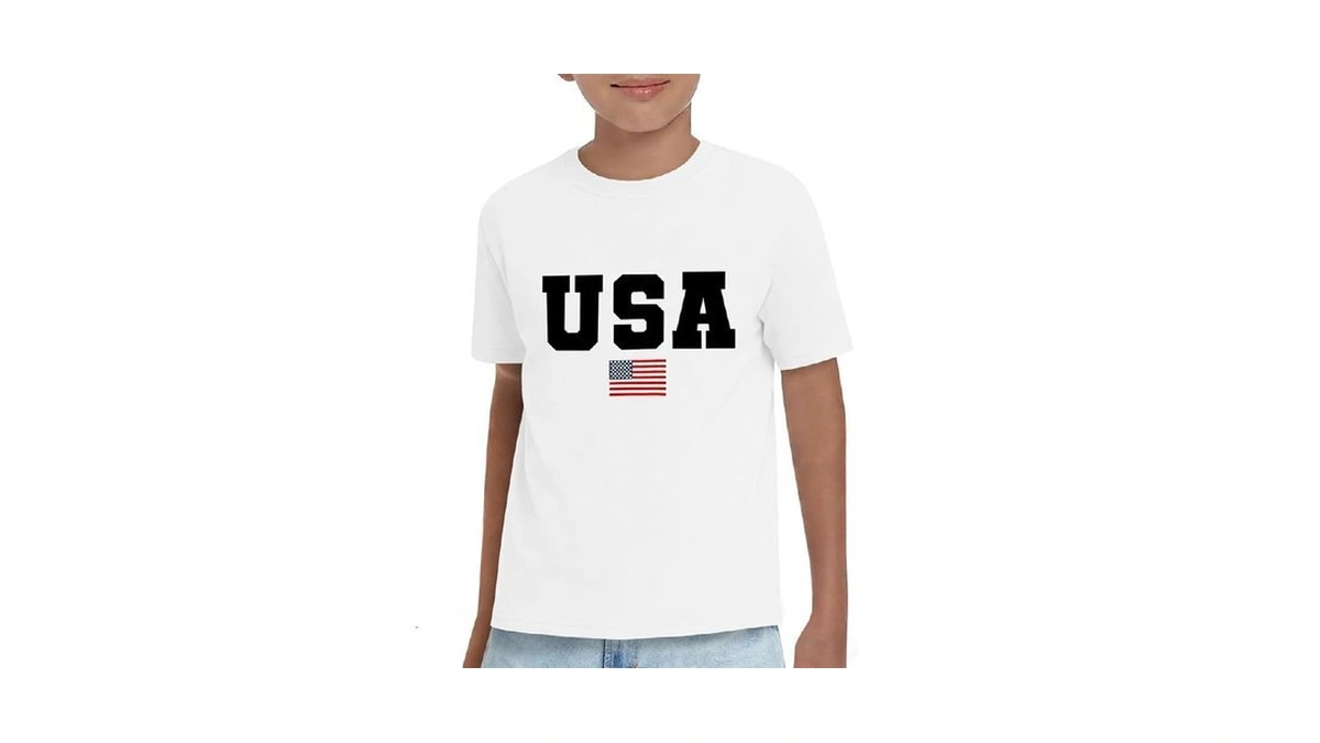 Humordream Boys T-shirt Kids Basic Short Sleeve Shirts Usa Flag