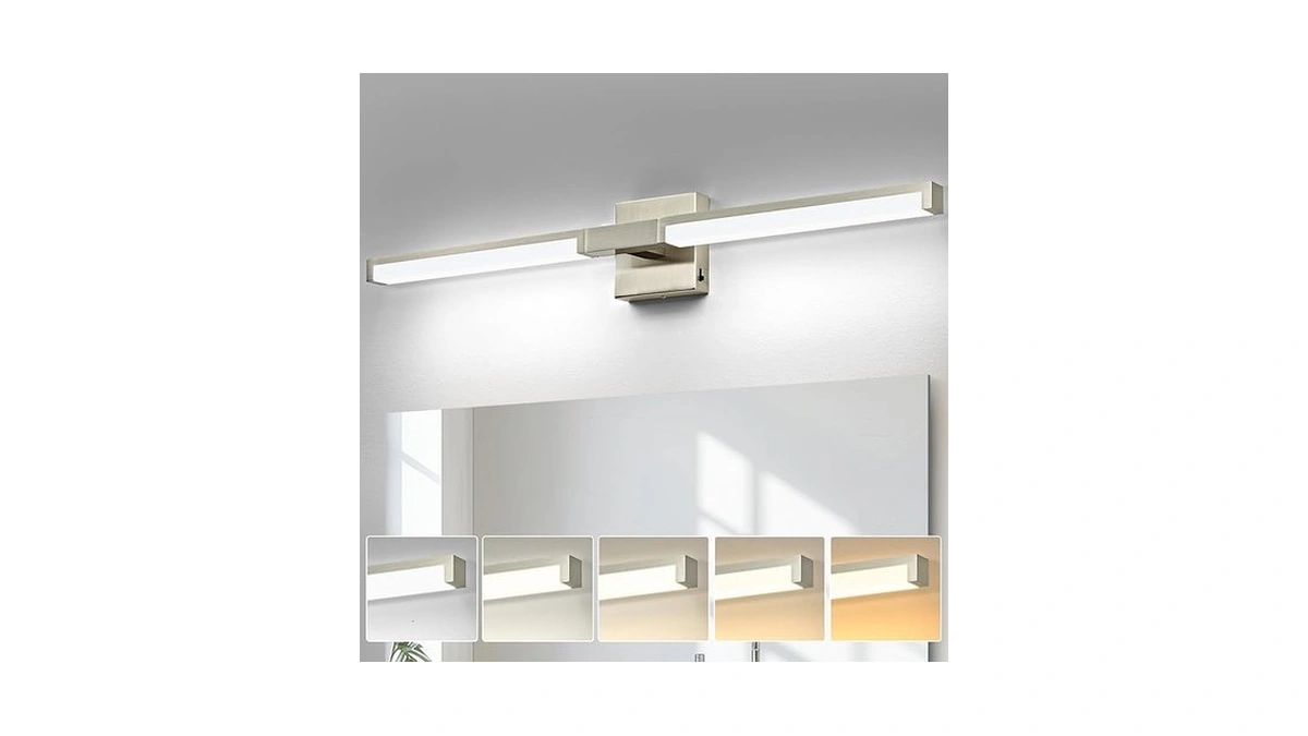 Okeli 32 Inch Bathroom Light Fixtures, Modern Brushed Nickel Vanity