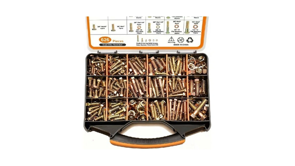 626pcs Grade 8 Bolt Assortment Kit, Heavy Duty Sae Bolts