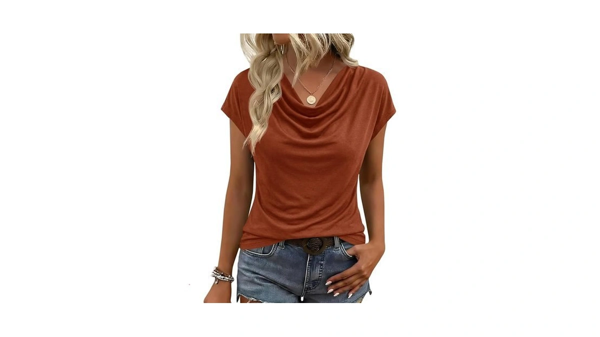 Fisoew Womens Business Casual Dressy Cowl Neck Tops 2026 Summer