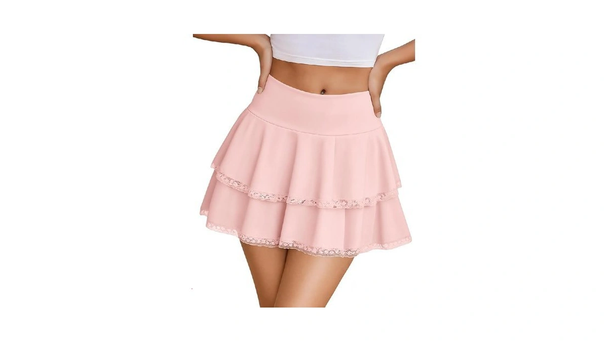Yousify Womens Ruffle Skirt Summer Cute Mini Skirts High Waisted