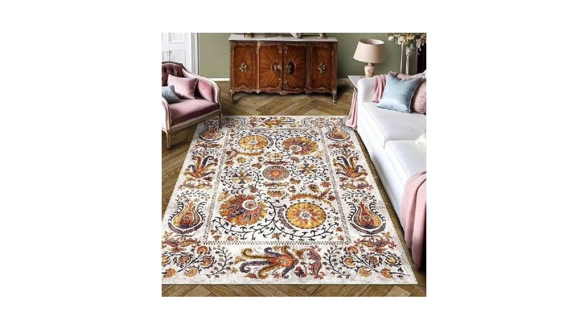 5x7 Area Rugs For Living Room Washable, Non-curling Living Room