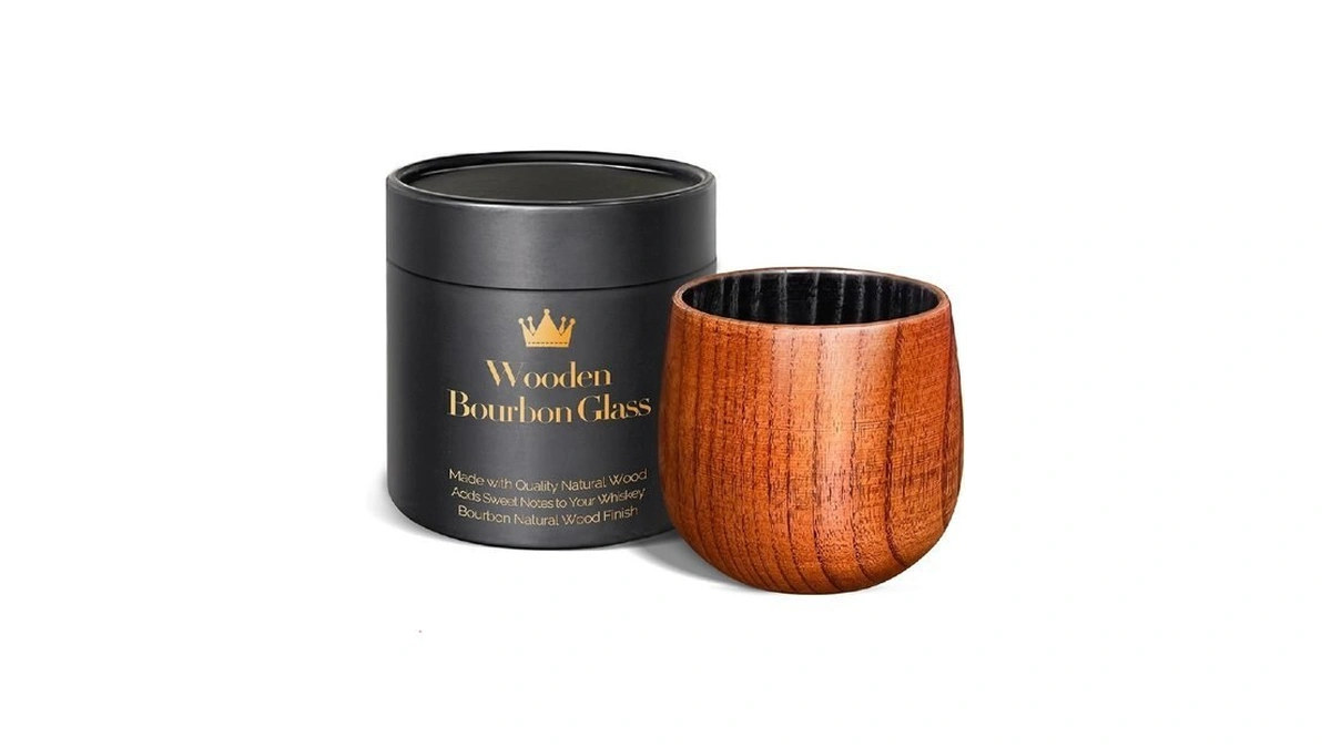 Charred Wooden Bourbon Drinking Glass, Bourbon Gifts For Men -