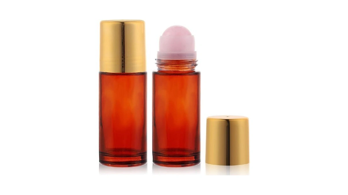 Ramfiyn 2 Pack 1.7oz Large Amber Glass Roll On Bottles