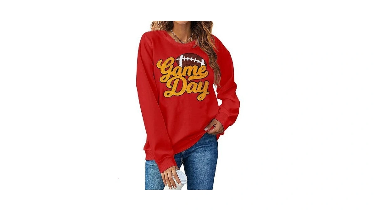 Pickid Football Game Day Sweatshirt For Women Game Day Chenille