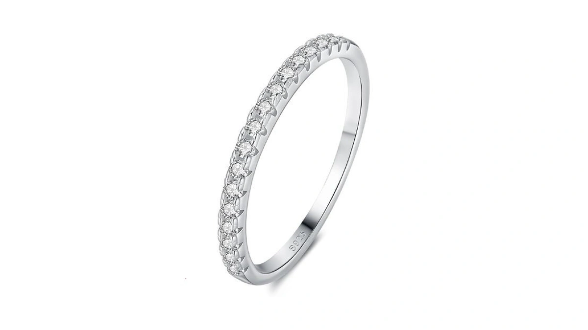 Hylyleed Moissanite Wedding Bands For Women 18k White Gold Plated