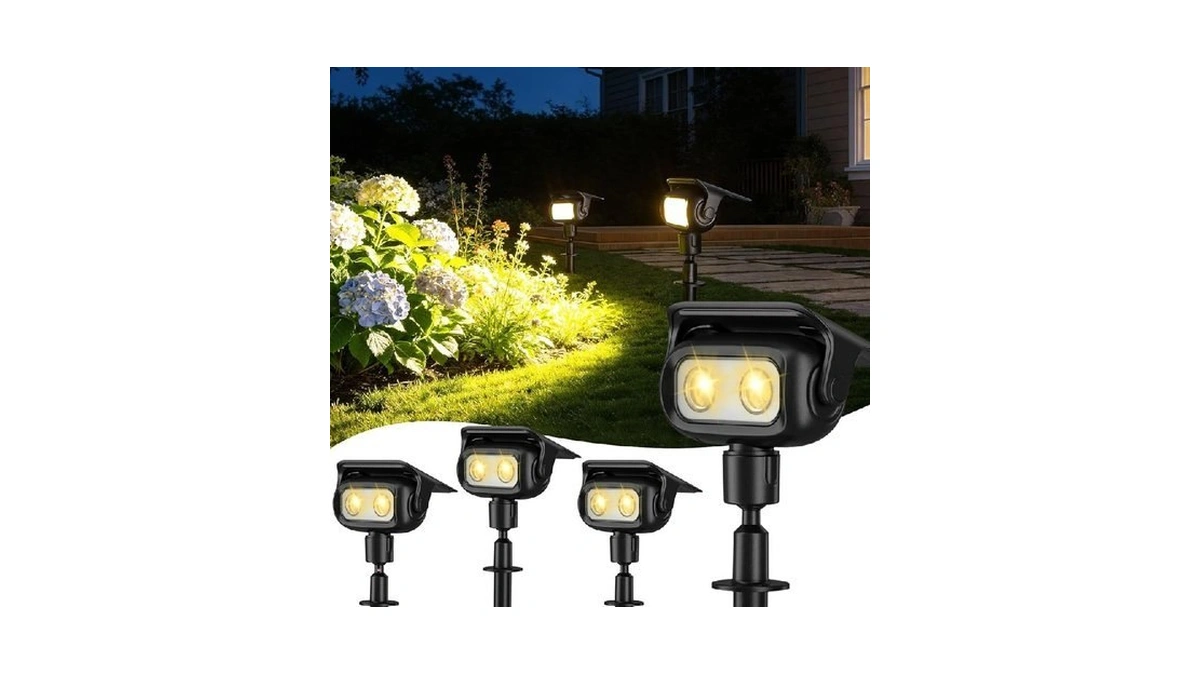 Roshwey Solar Spot Lights Outdoor, Waterproof Spotlights With 2 Brightness