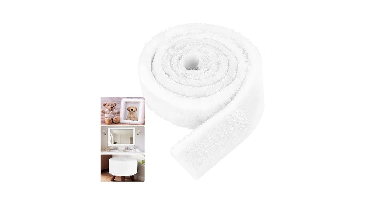 2pcs Faux Fur Fabric For Decor, Short Pile White Fur