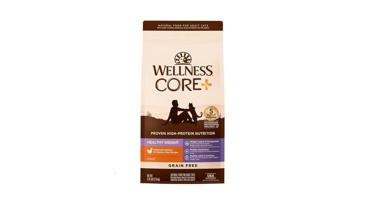 Wellness Core+ Healthy Weight Adult Dry Cat Food, Natural, Grain