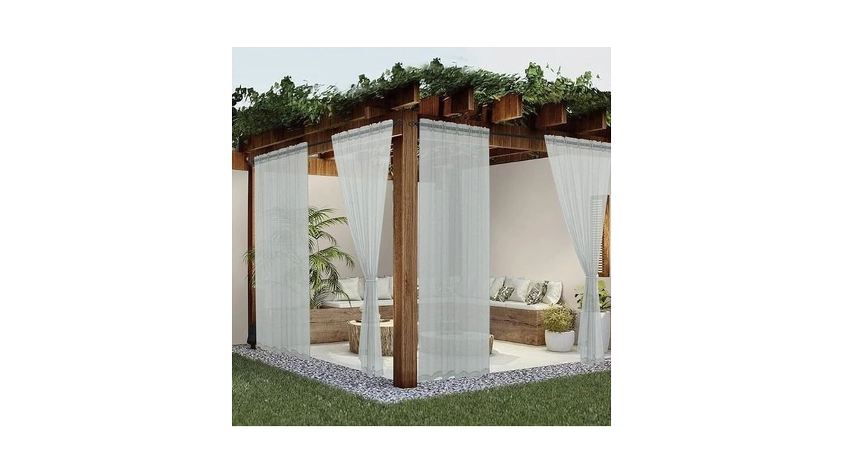 Youleyar Sheer Outdoor Curtains For Patio Waterproof 2 Panels Linen